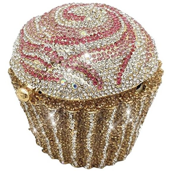 NWT Sparkling Bling Swarovski Crystal Rhinestone Cupcake Clutch Purse Ba…